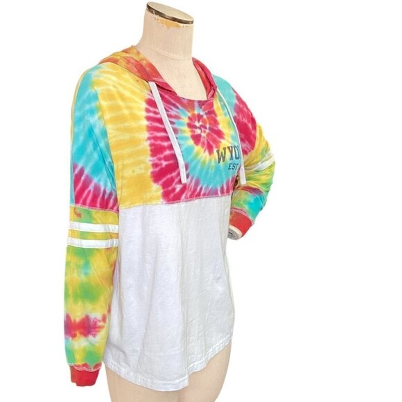Basix of America Colorful Spin-Art/Tie Dye Wyoming Hoodie Sz L 142G - Picture 4 of 8
